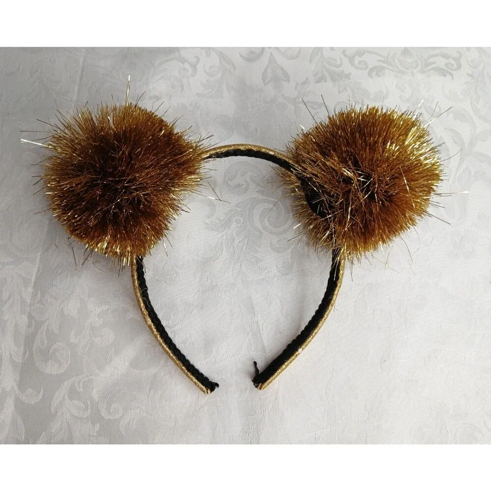 Girls Headband Lot  of 3: Gold LOL Surprise, Animal Print Cat Ears, Hearts